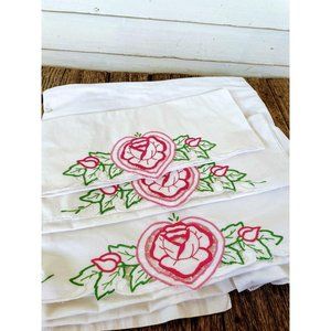 Vintage Cotton Floral Embroidery Sheet Pillowcases
